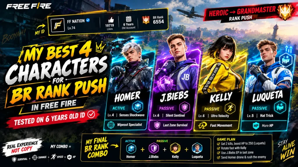 Best Character Combination in Free Fire for BR Rank image
