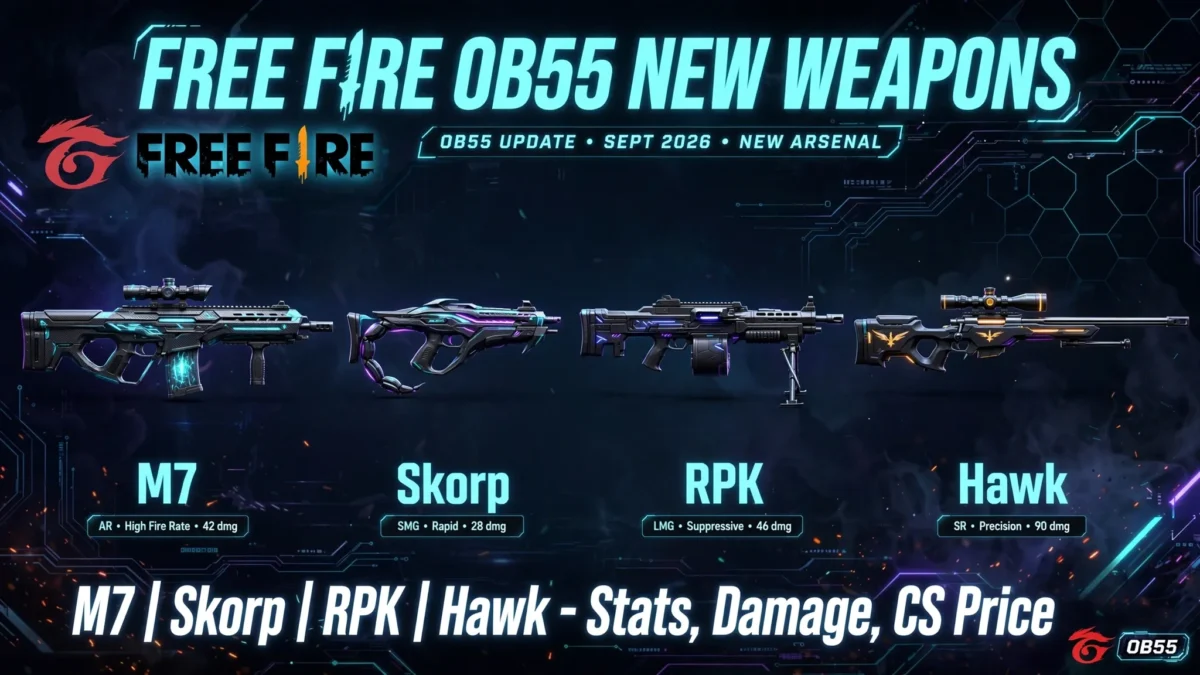 Free Fire OB55 New Weapons image alt